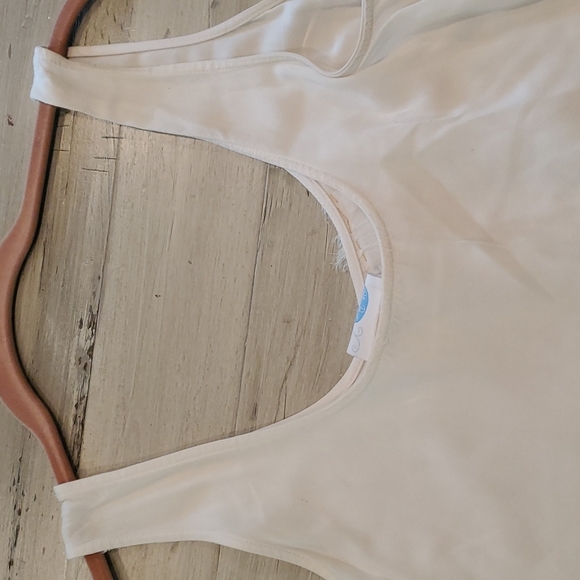 Boho Blue Betty top/blouse flounce bottom one size cream tan beige baby doll - Picture 14 of 14